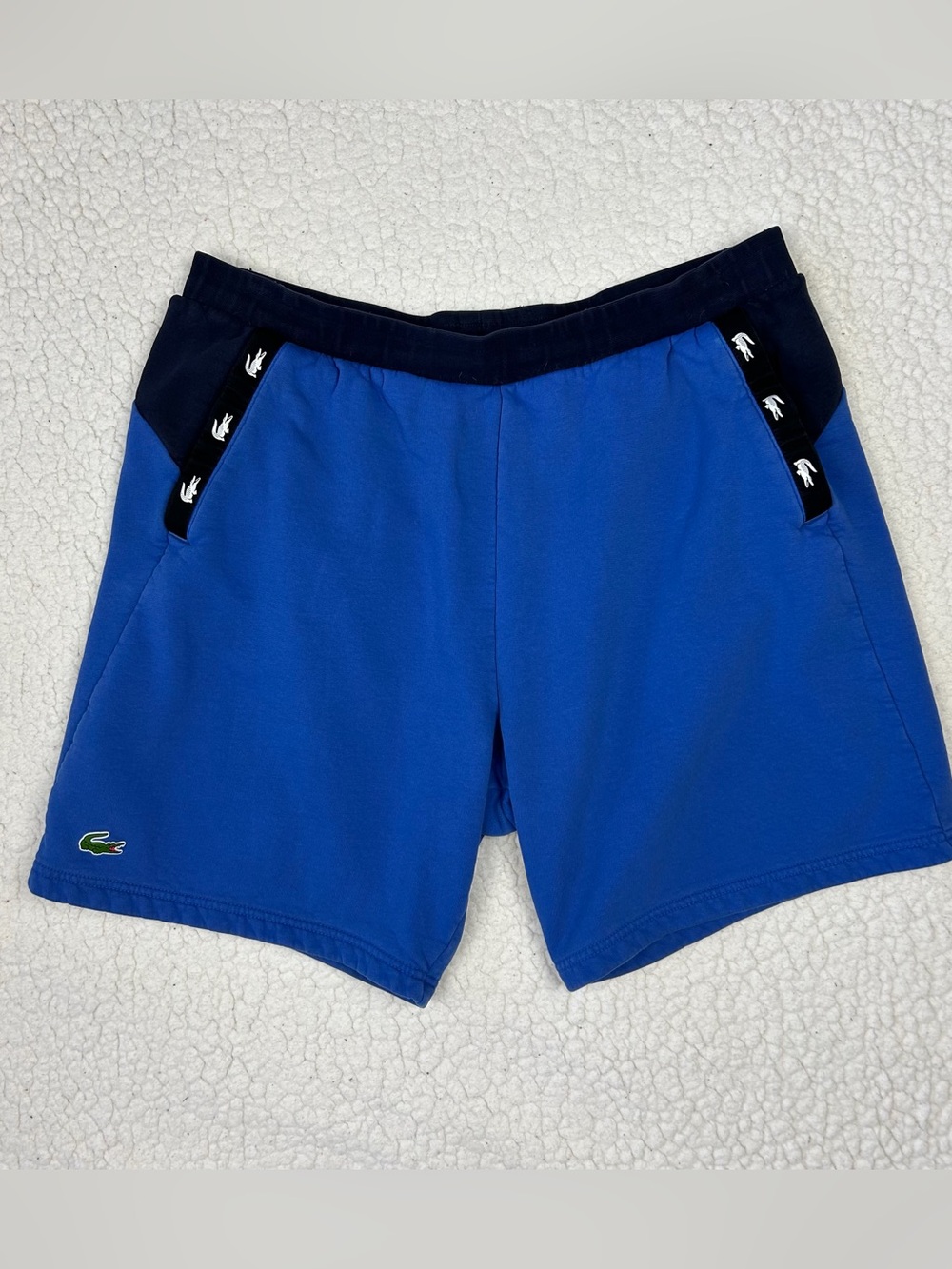 Lacoste Sport Shorts Men's XL Royal Blue Athletic Training Crocodile Logo Pocket